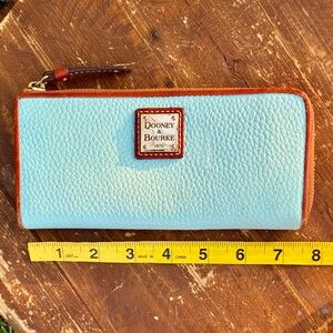 DOONEY AND BOURKE Pebble Grain Caribbean Blue Large Zip Around WALLET
